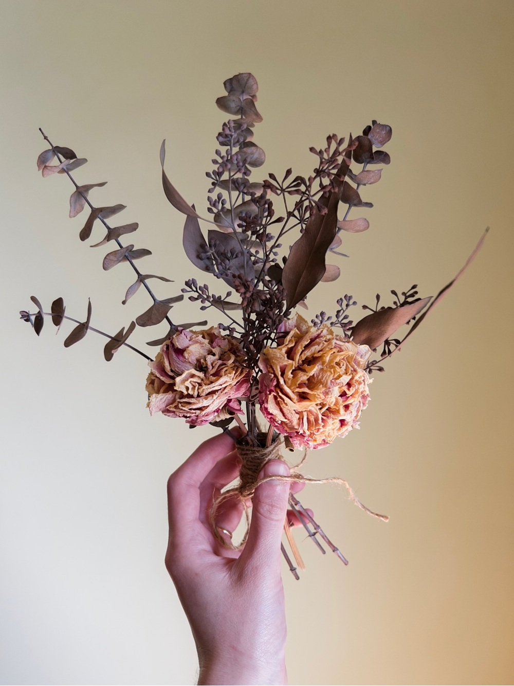 Mini Cottage Garden Bouquet, Hand Crafted Dried Flowers Rustic Cottagecore Decor